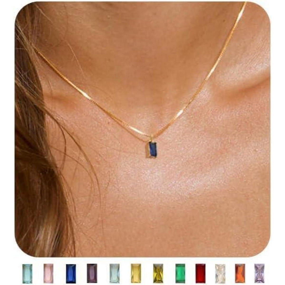 Geburtsstein Kette vergoldet 925 Sterling Silber mit Anhänger Damen