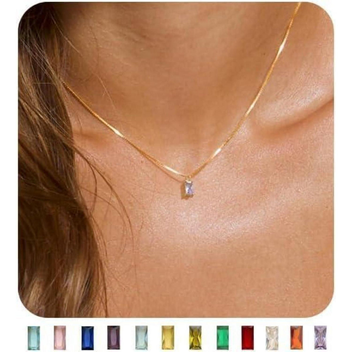 Geburtsstein Kette vergoldet 925 Sterling Silber mit Anhänger