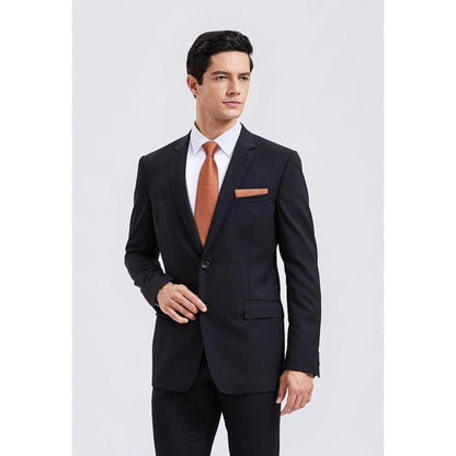 Herren Krawatten Set mit Einstecktuch, kariert, orange