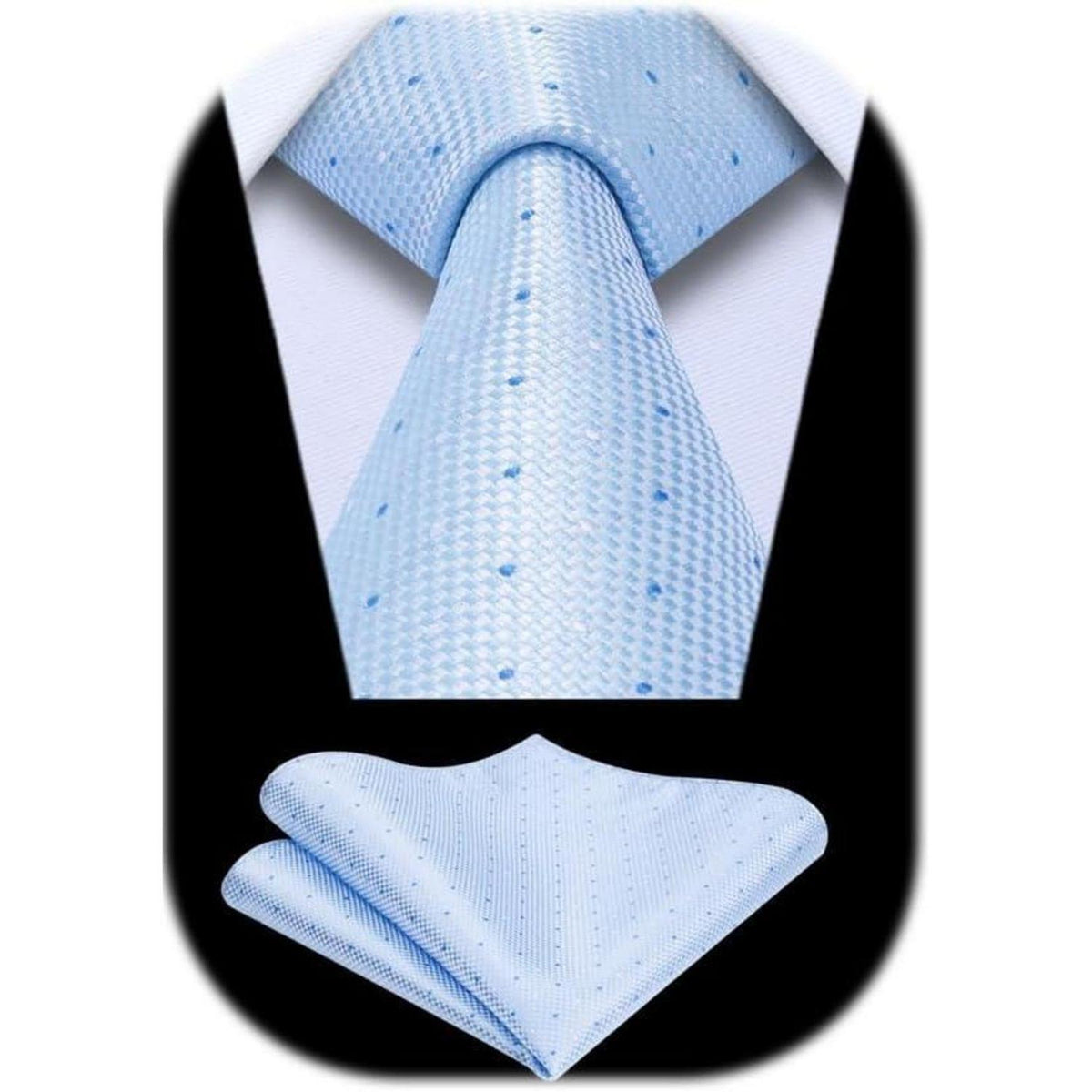 Krawatten-Set Herren Karo mit Einstecktuch Hellblau Formell Business