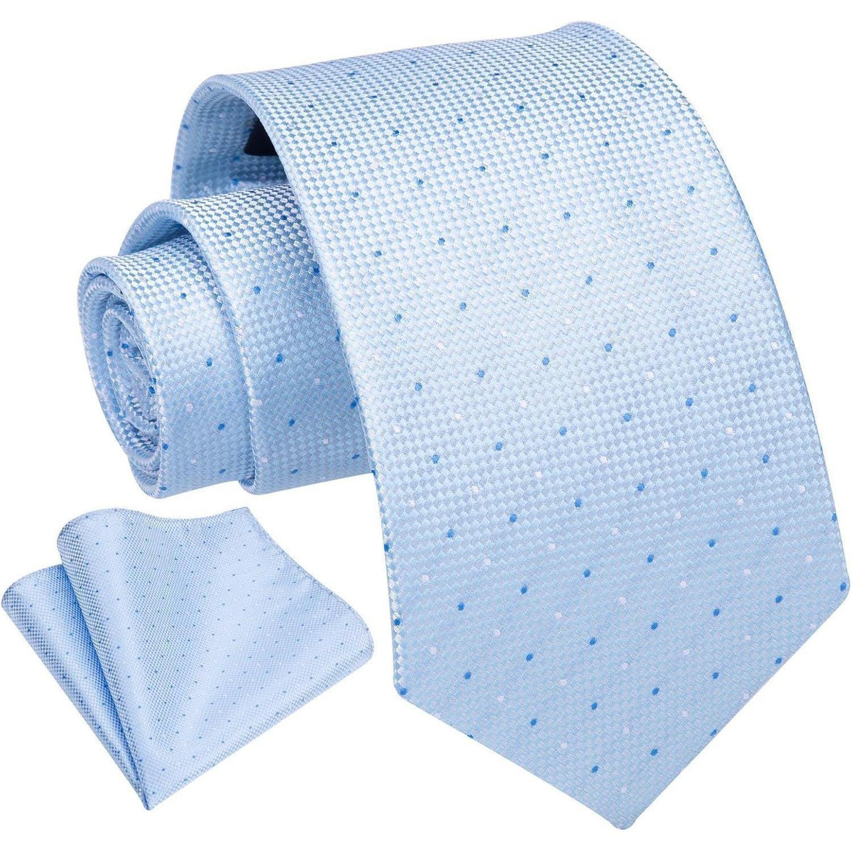 Krawatten-Set Herren Karo mit Einstecktuch Hellblau Formell Business