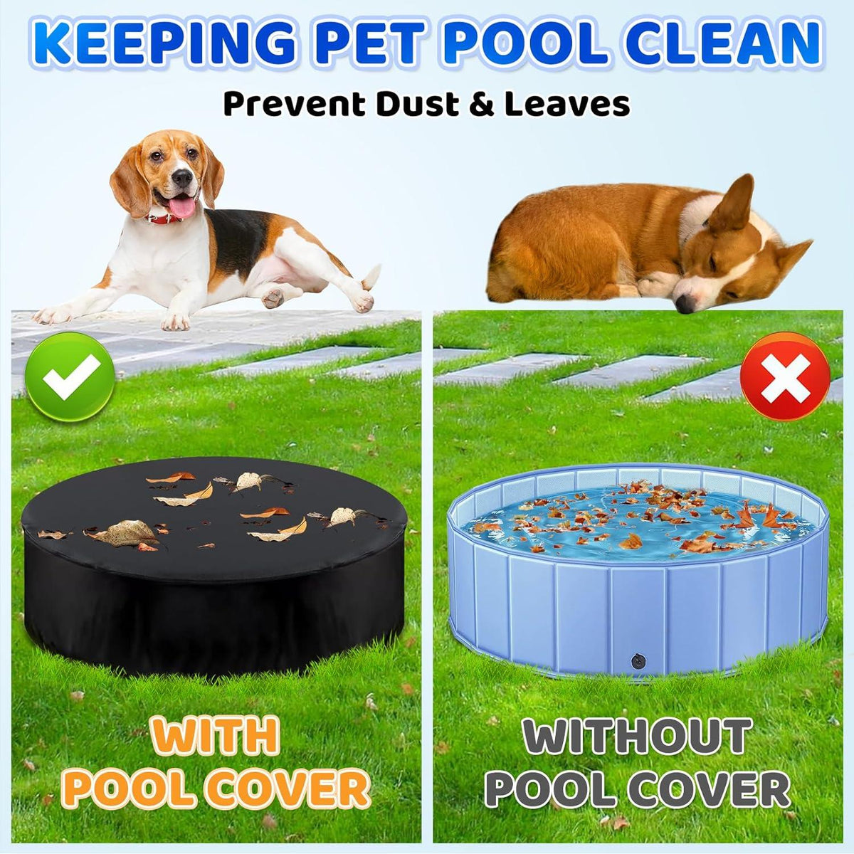 Hundepool Abdeckung 80x20 cm Faltbar Wasserdicht Staubschutz - Schwarz