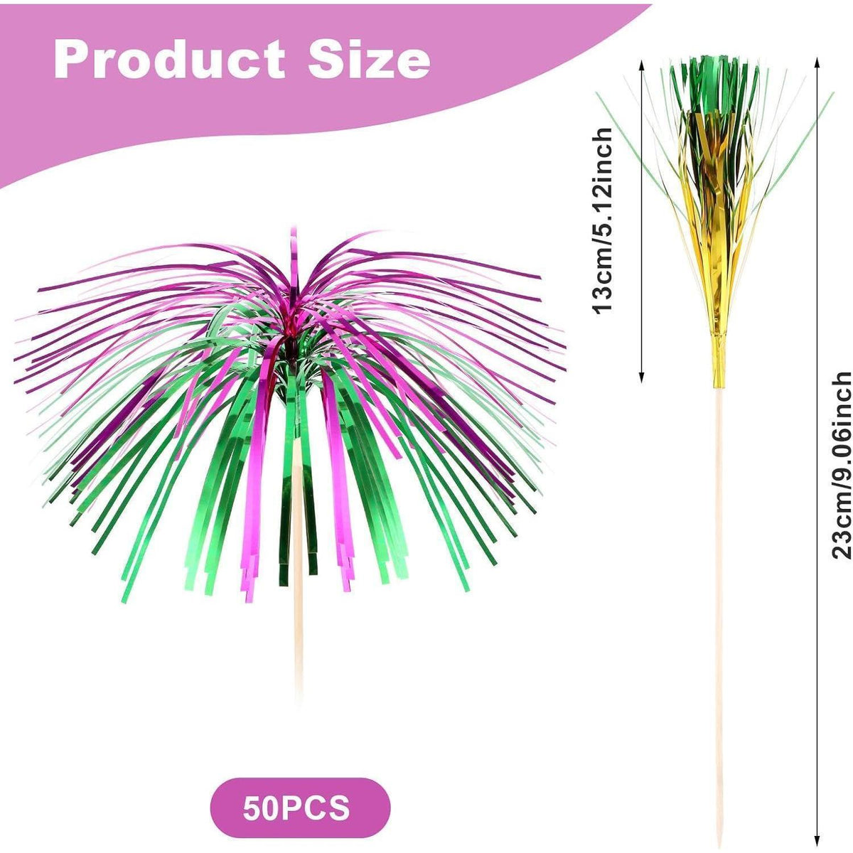 50 Cocktailspieße Feuerwerk Deko – 23cm Party Bar Getränke