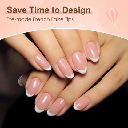 French Press On Nails Kurz Mandel Weiß Arc