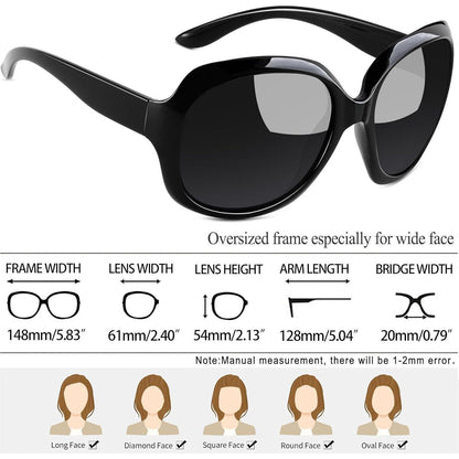 Übergroße Damen Sonnenbrille polarisiert UV400 im Retro-Stil