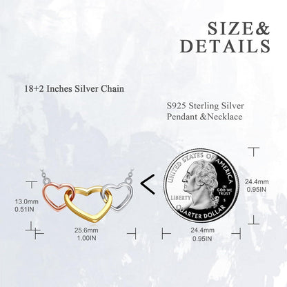 Sterling Silber 3 Herz Anhänger Halskette für Damen und Mädchen