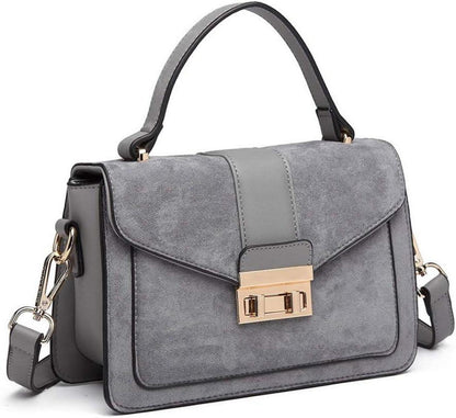 Vintage Umhängetasche Damen Kunstleder Wildleder Flap Handtasche