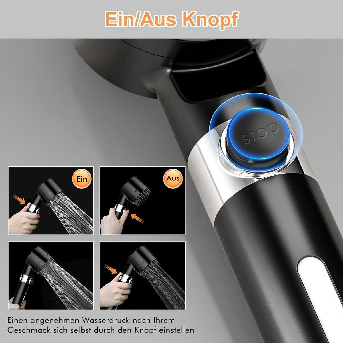 Filter Duschkopf Handbrause mit Schlauch & 15-Schicht-Filter