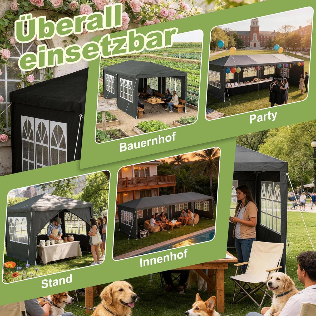 Party Zelt 3x6m – Wasserdicht & Robust für Garten & Camping