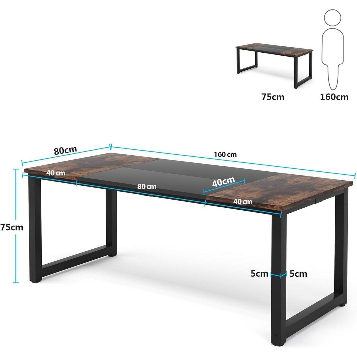 Industrietisch Esstisch 160x80 cm Rustikales Braun