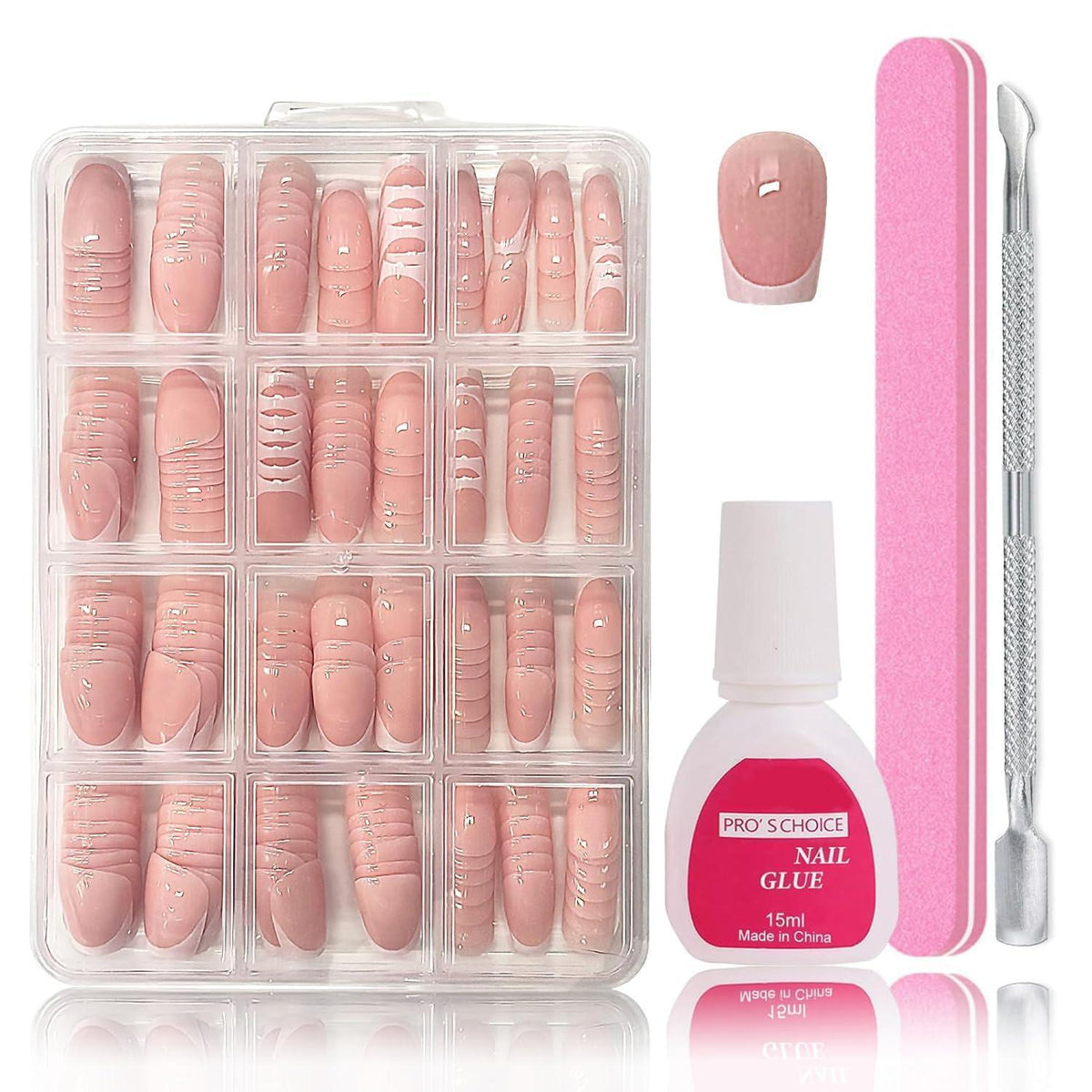 240 Press On Nails Französisch - Falsche Nägel Set Ballerina