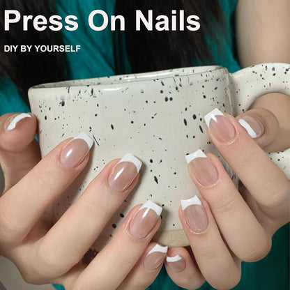 240 Press On Nails Französisch - Falsche Nägel Set Ballerina