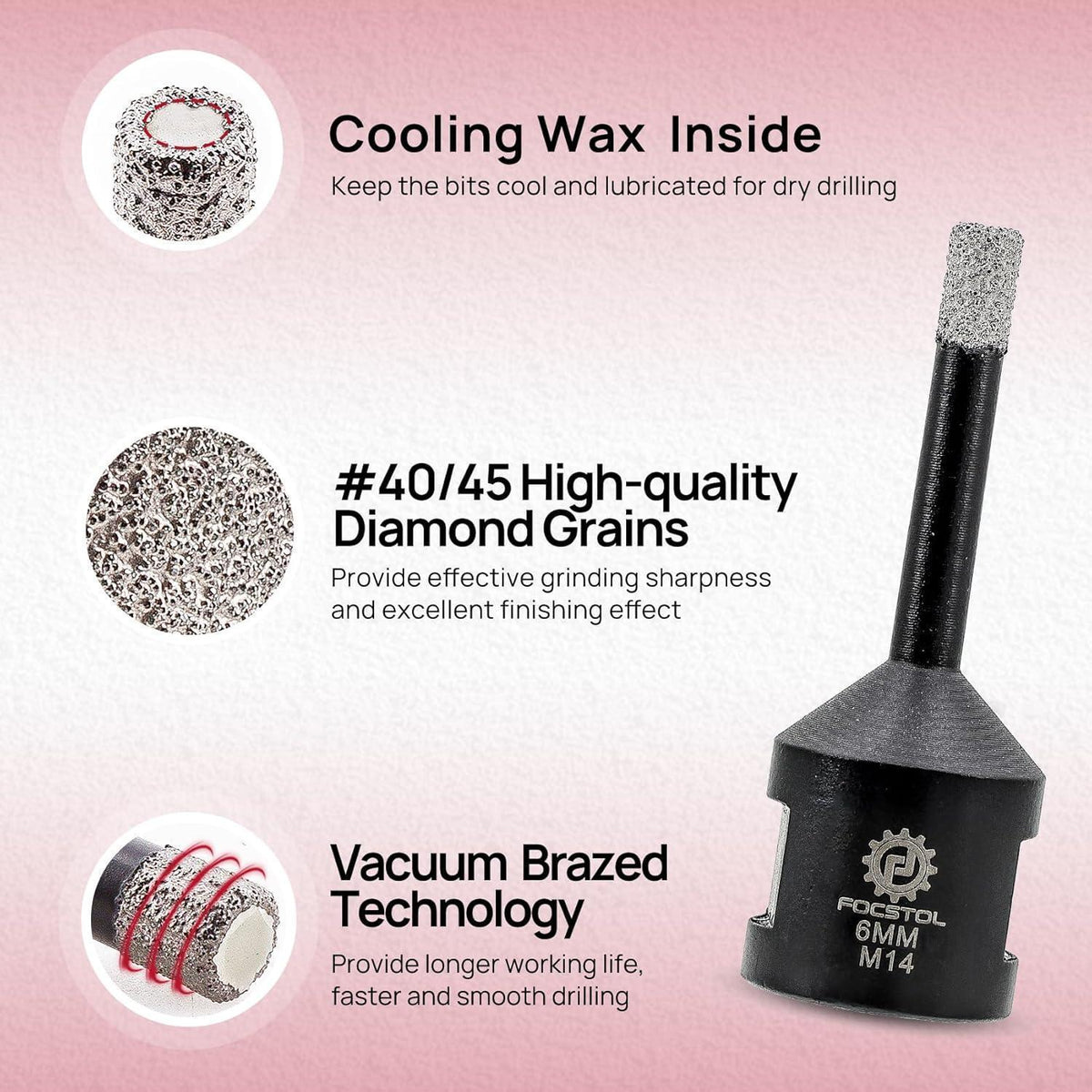 Diamant Fliesenbohrer 6mm für Porzellan, Granit, Marmor - 10 Stück