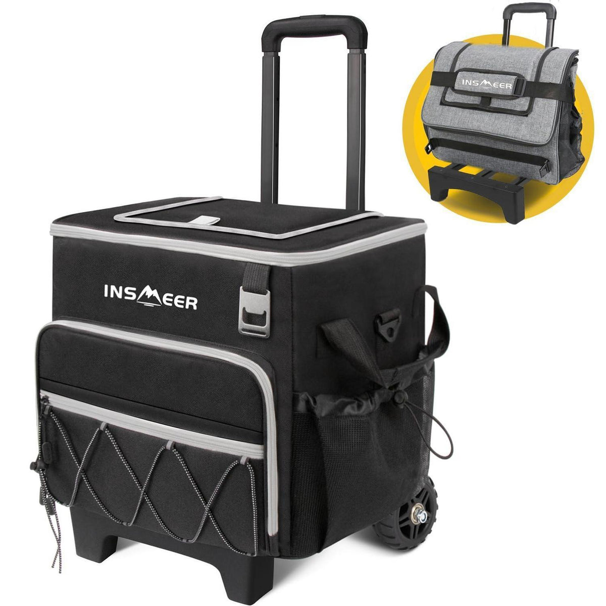 Kühltasche mit Rollen & Faltfunktion – 40L, 60 Dosen, Camping & Strand
