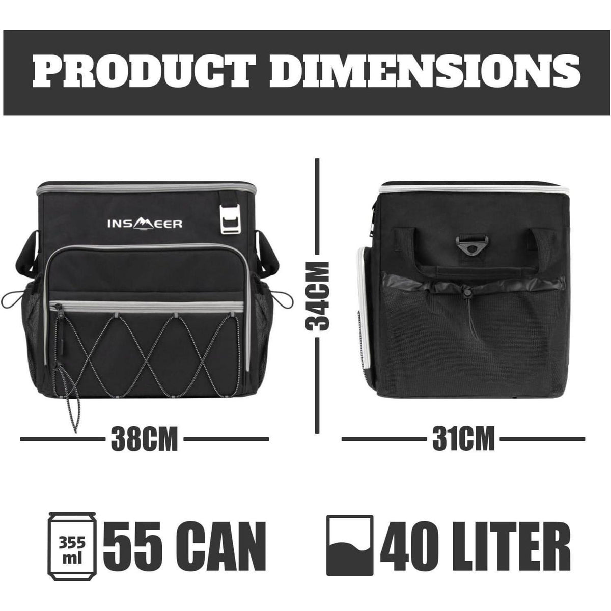 Kühltasche mit Rollen & Faltfunktion – 40L, 60 Dosen, Camping & Strand