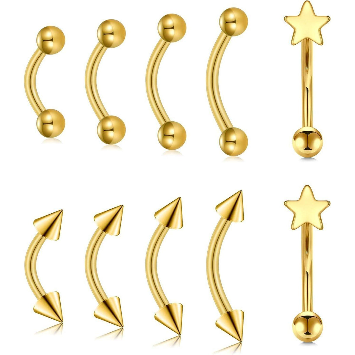 Chirurgenstahl Curved Barbell Piercing mit Stern, 16G