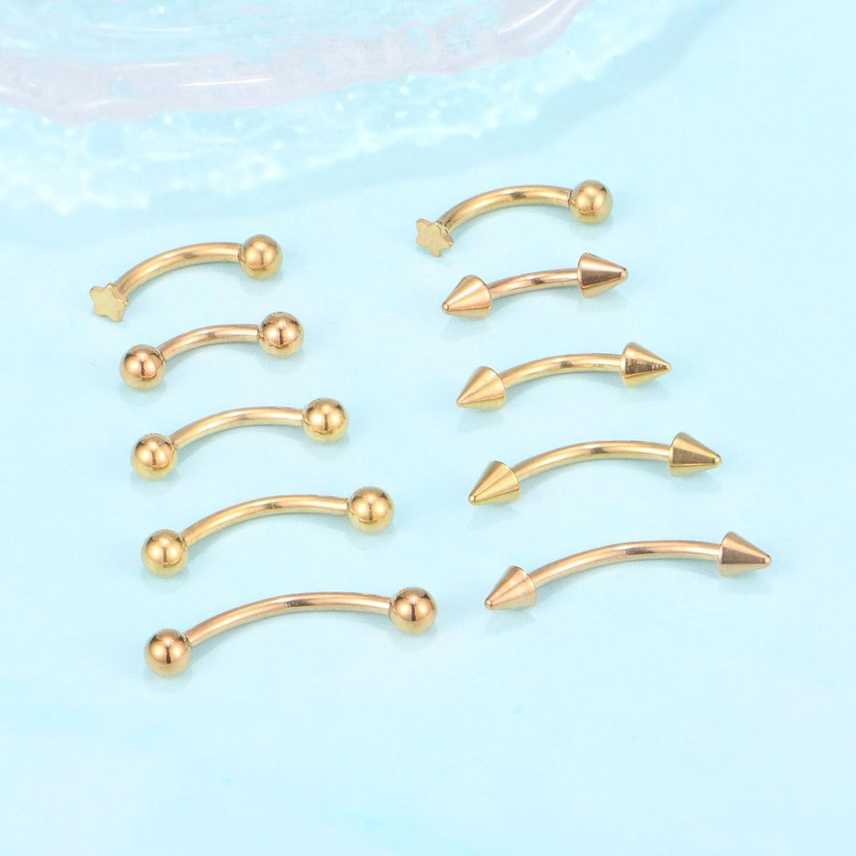Chirurgenstahl Curved Barbell Piercing mit Stern, 16G