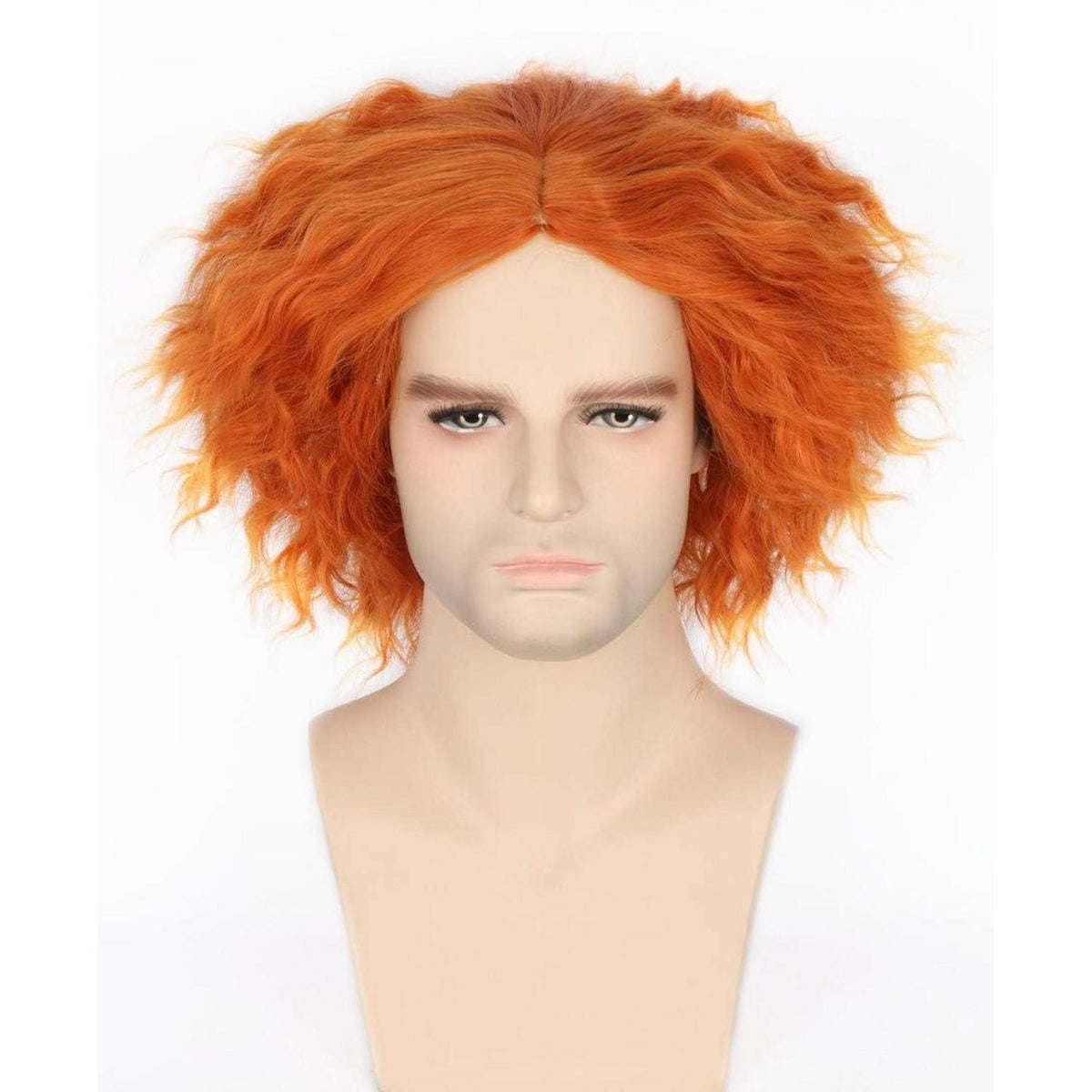 Orange Lockige Perücke für Halloween Cosplay & Karneval