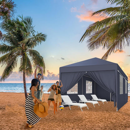 3x6m Partyzelt mit Seitenteilen – Gartenpavillon Anthrazit