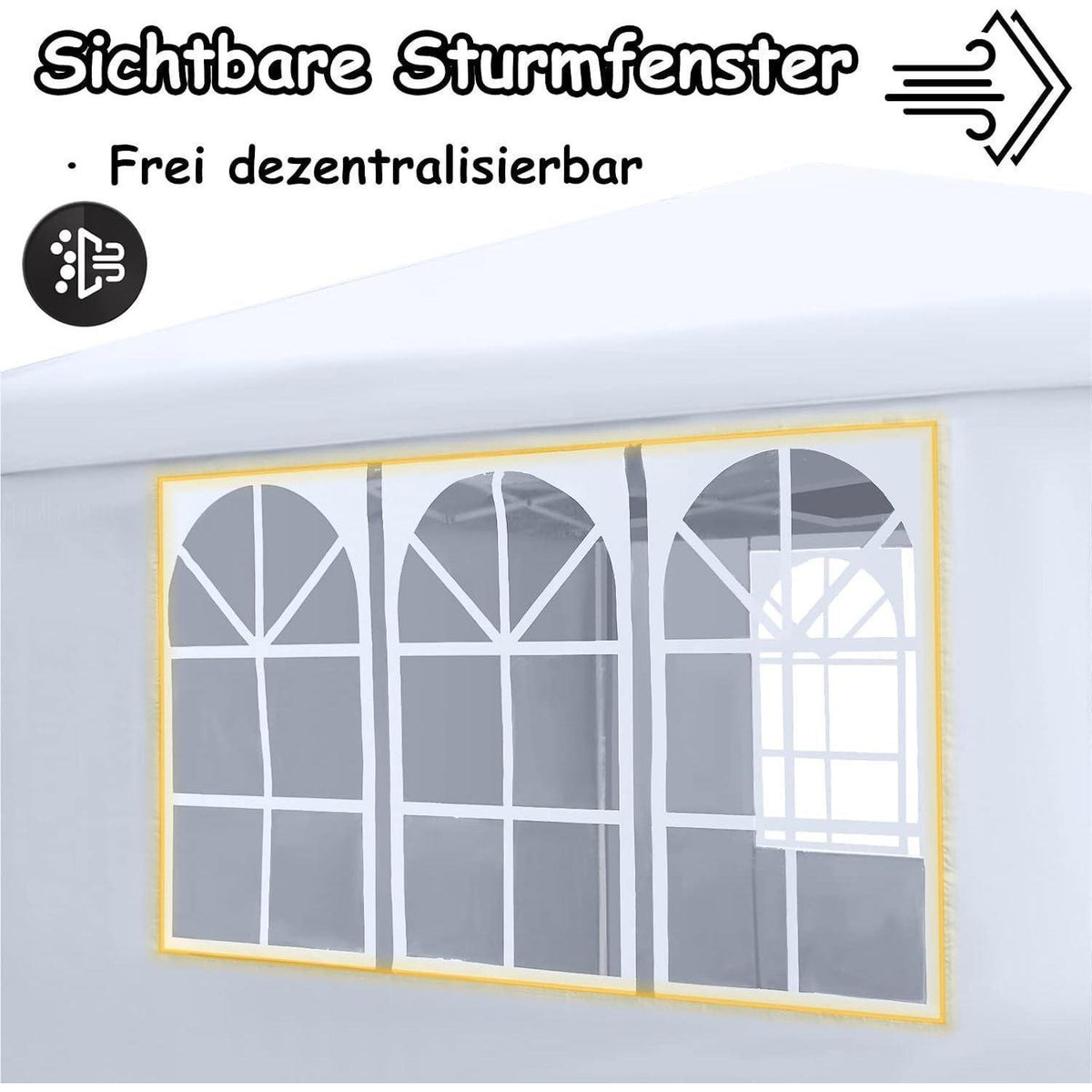 3x3m Faltpavillon mit Seitenteilen & Fenstern – Weiß