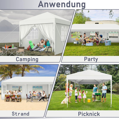 3x6m Partyzelt mit Seitenteilen & Fenstern – Weiß