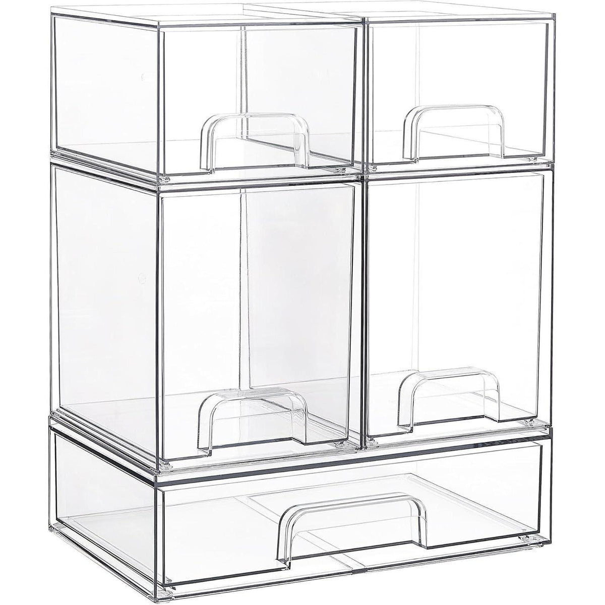 Aufbewahrungsboxen mit 5 Schubladen, transparent, stapelbar
