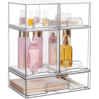 Aufbewahrungsboxen mit 5 Schubladen, transparent, stapelbar