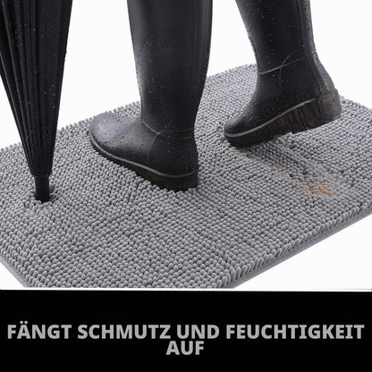 Saugfähige Chenille Fußmatte rutschfest 90x150cm Hellgrau