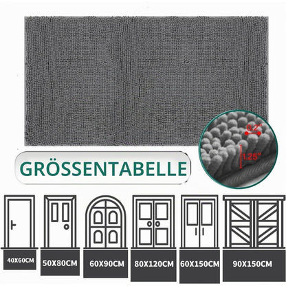 Saugfähige Chenille Fußmatte rutschfest 90x150cm Hellgrau