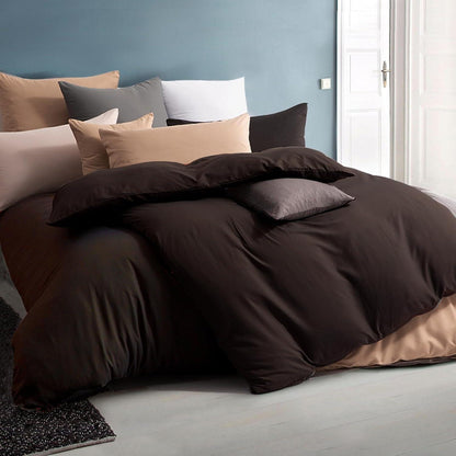 Bettwäsche-Set 4-teilig 155x220 cm Braun Mikrofaser Bügelfrei