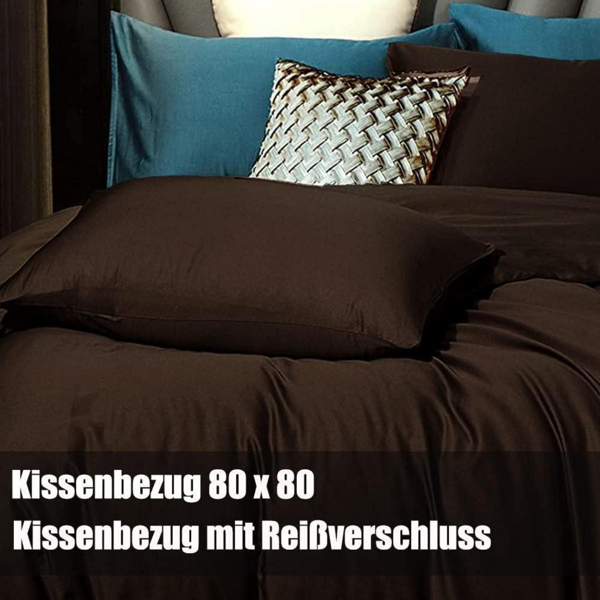 Bettwäsche-Set 4-teilig 155x220 cm Braun Mikrofaser Bügelfrei