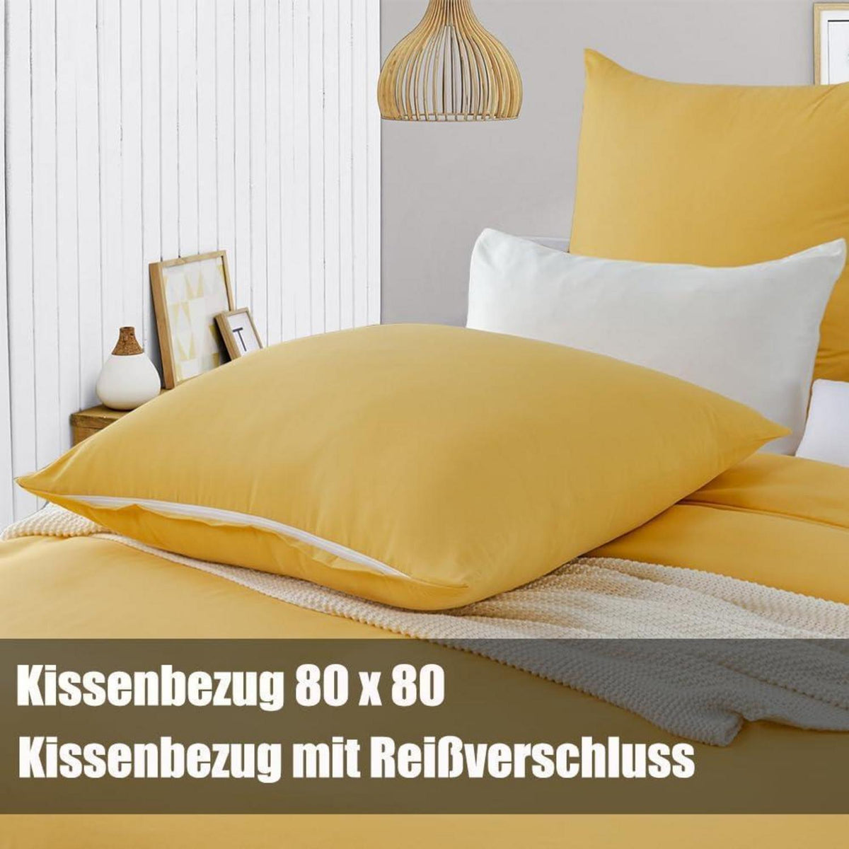 Bettwäsche-Set 4-teilig 155x220 cm Gelb Mikrofaser
