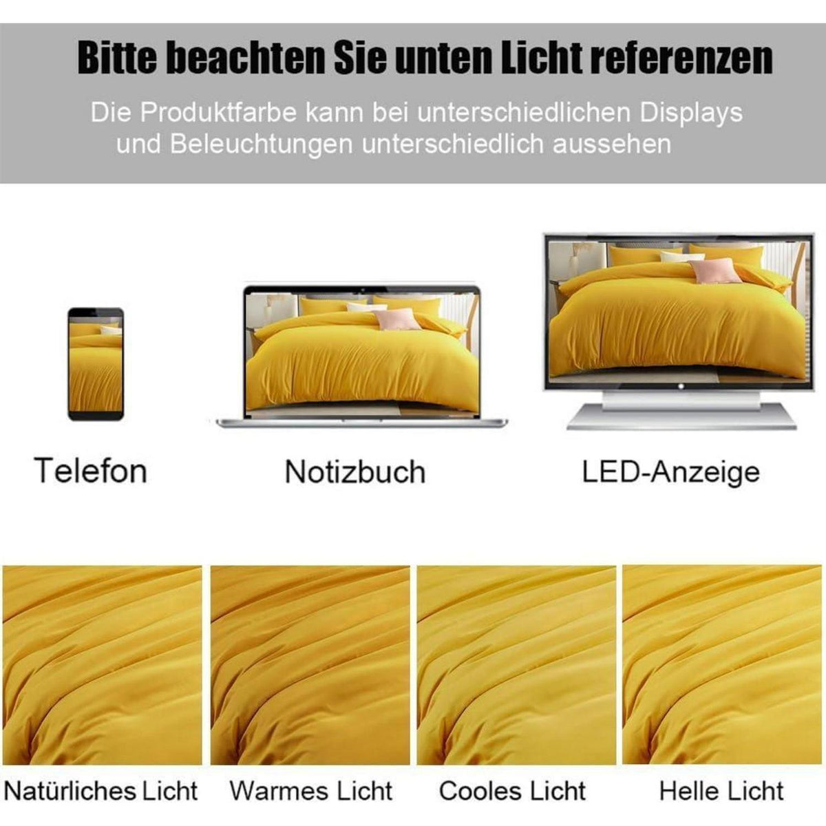 Bettwäsche-Set 4-teilig 155x220 cm Gelb Mikrofaser