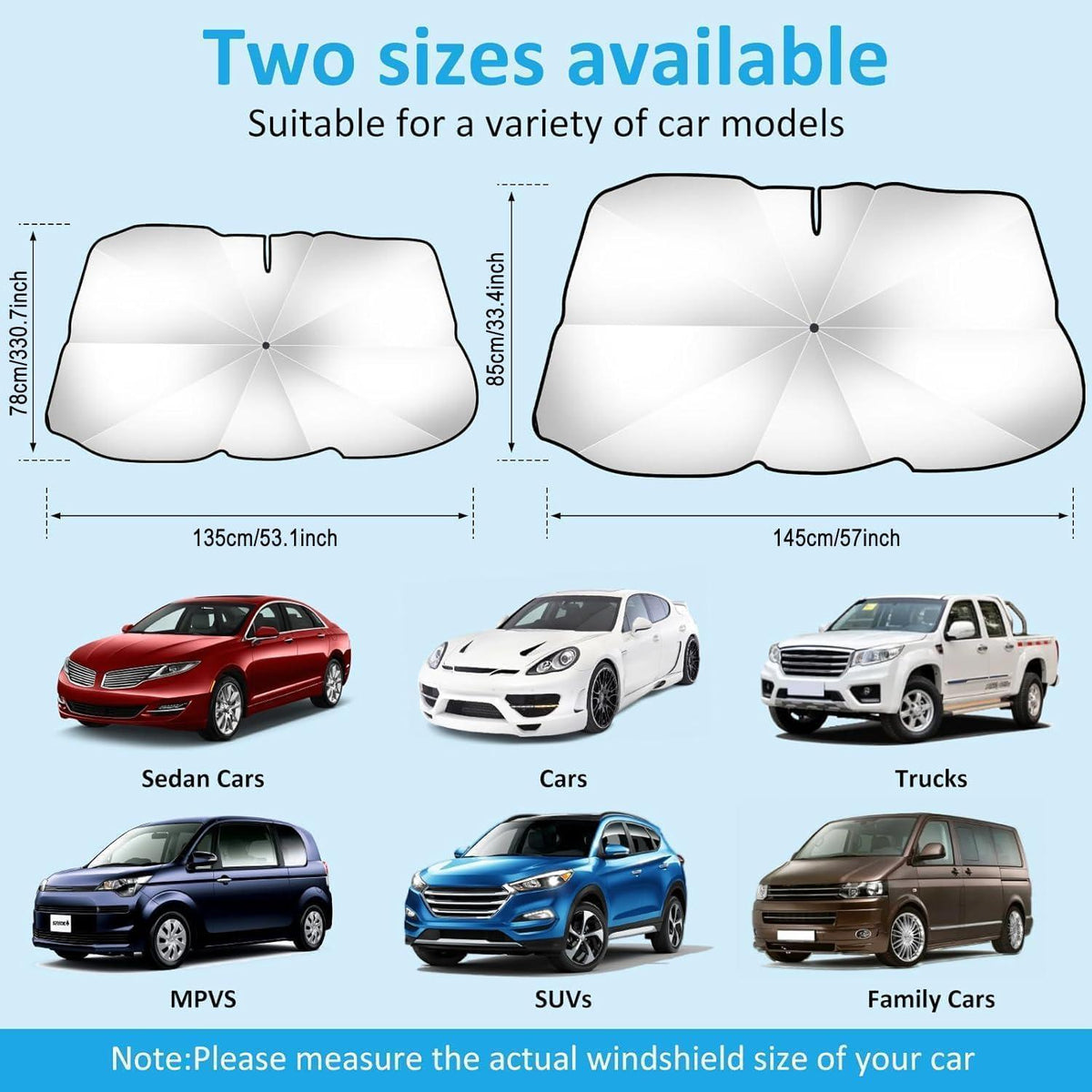 Sonnenschirm Frontscheibe Auto UV-Schutz Hitzeschutz 135x75cm