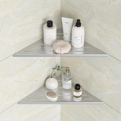 Edelstahl Duschablage Ecke – 2er Set mit Fugenentferner