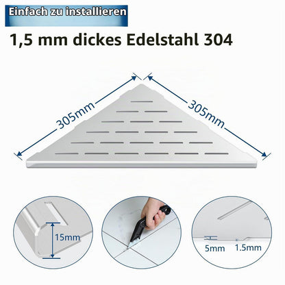Edelstahl Duschablage Ecke – 2er Set mit Fugenentferner