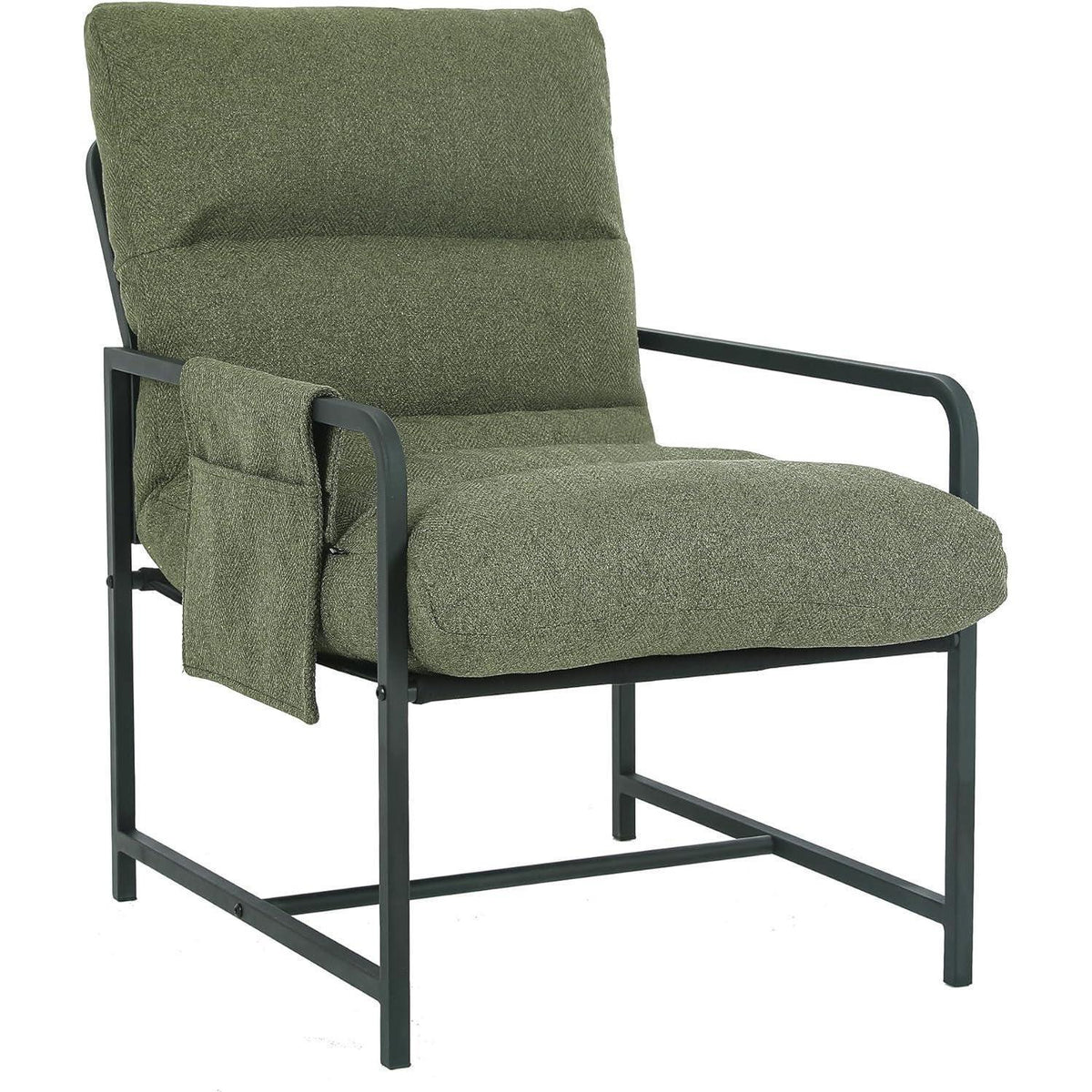 Moderner Loungesessel mit Armlehnen & Seitentasche – Grün