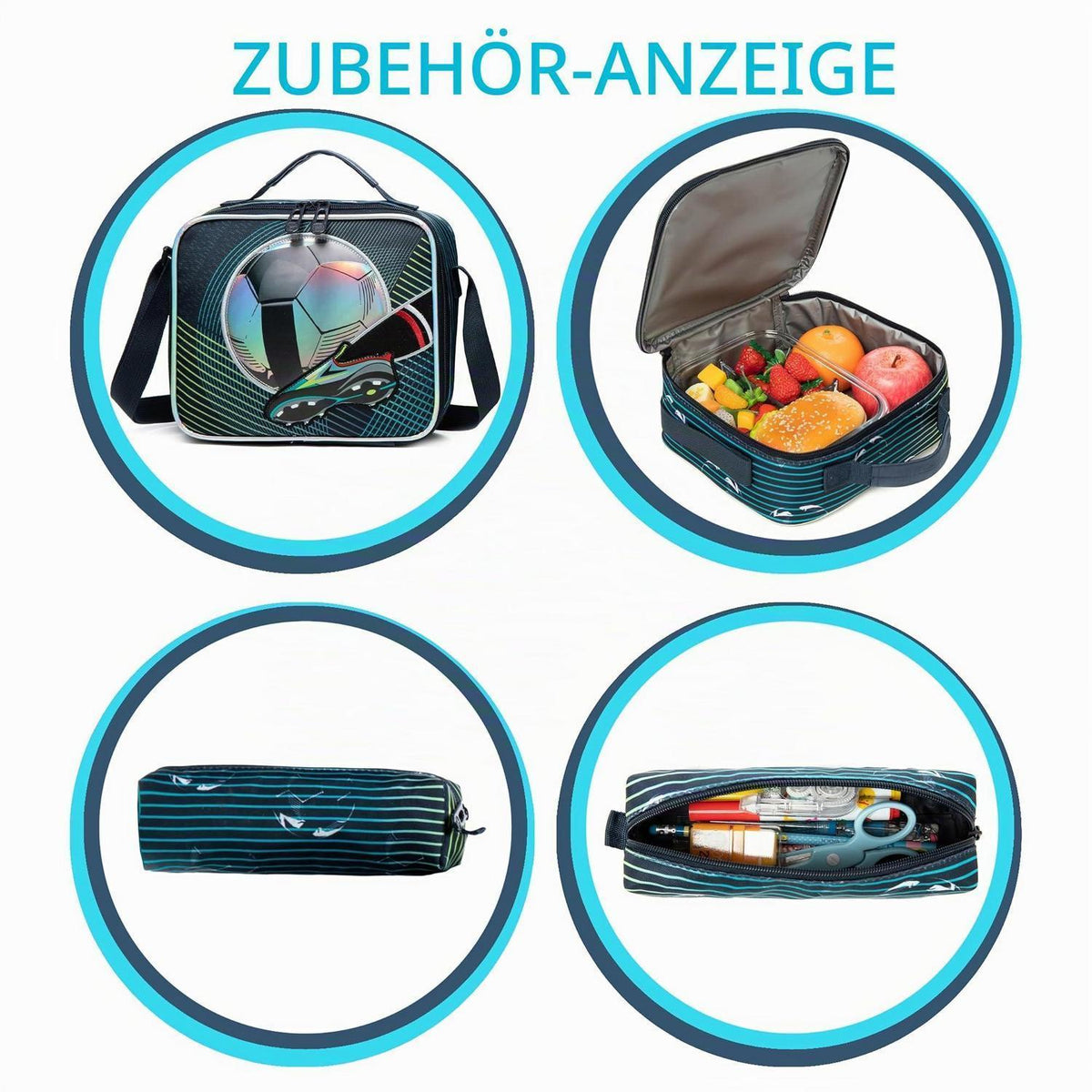 Schulranzen mit Rollen Fußballtrolley für Kinder 5-12 Jahre