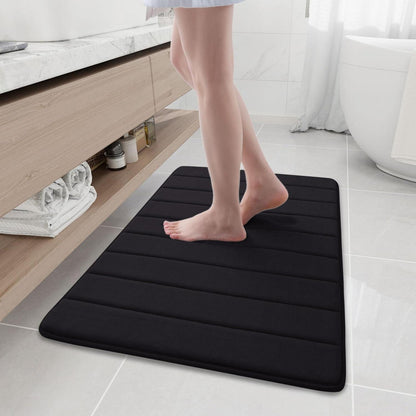 Memory Foam Badteppich 60x90 cm Schwarz – Rutschfest & Saugfähig