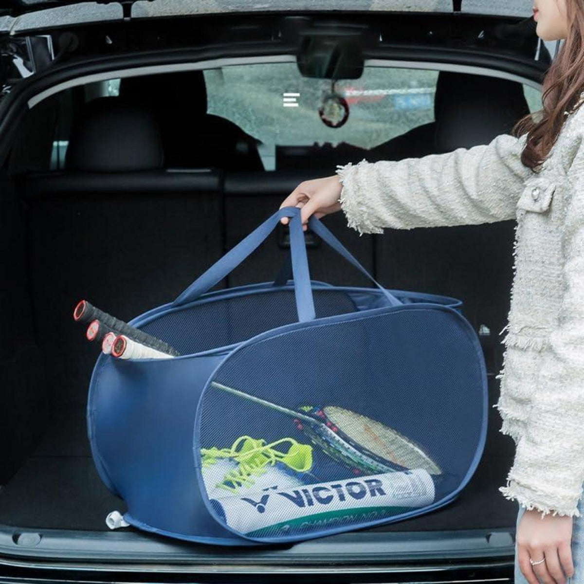 Faltbarer Wäschekorb Set 2er-Pack – Marineblau, 57x36x36 cm