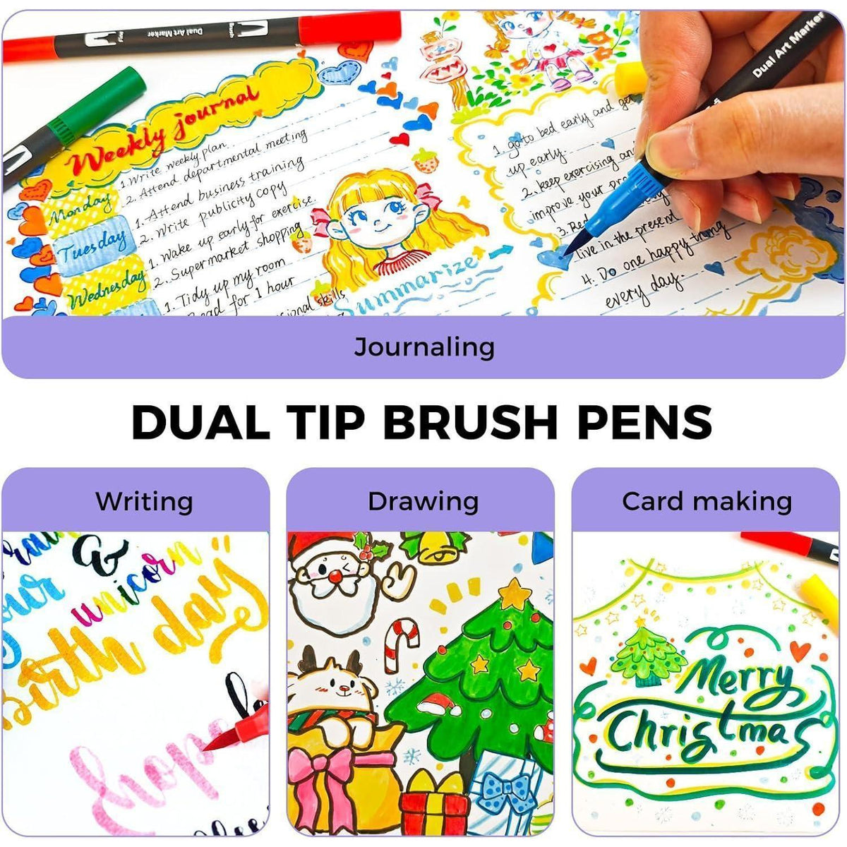 Dual Brush Pen Set 120 Farben – Pinselstifte für Kalligraphie & Handlettering