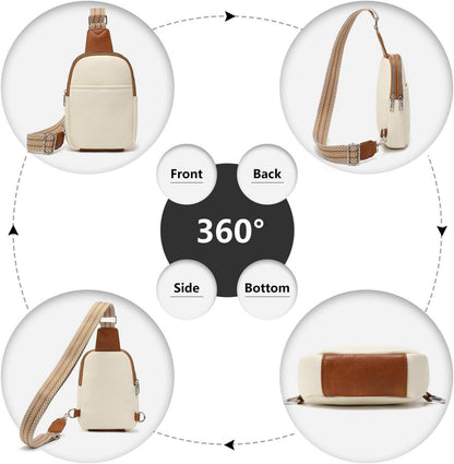 Kleine Damen Bauchtasche Umhängetasche Crossbody Bag PU Leder Schwarz