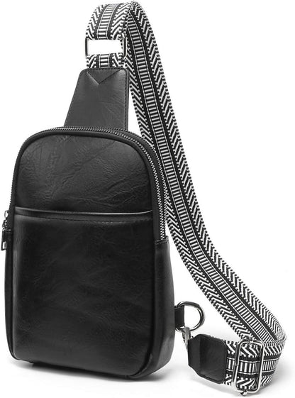Damen Bauchtasche Crossbody Bag klein PU Leder Schwarz
