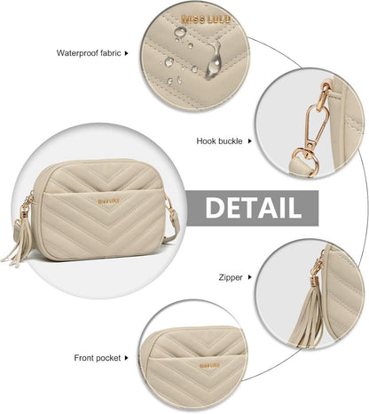 Umhängetasche Damen PU Leder Crossbody Bag Verstellbarer Gurt & 4