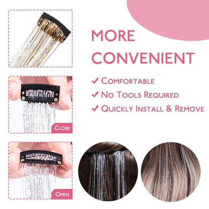 Glitzer Haarsträhnen Clip-In Gold 60cm – Festival & Party Haar