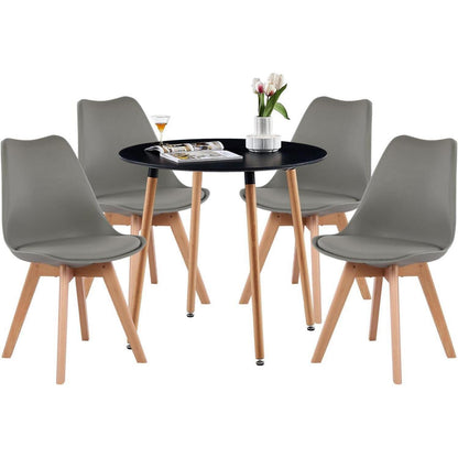 Esszimmergruppe rund, Schwarz & Grau, 4 Personen