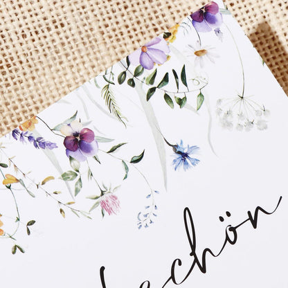 BETESSIN Dankeskarte Blumenmuster Kraftpapier Umschlag A6 Faltkarte
