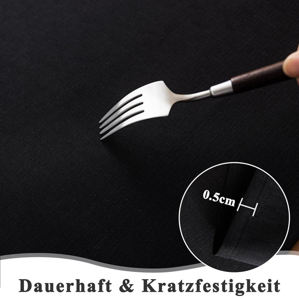 Tischdecke Schwarz 140x240cm Leinenoptik | Abwaschbar & Kratzfest