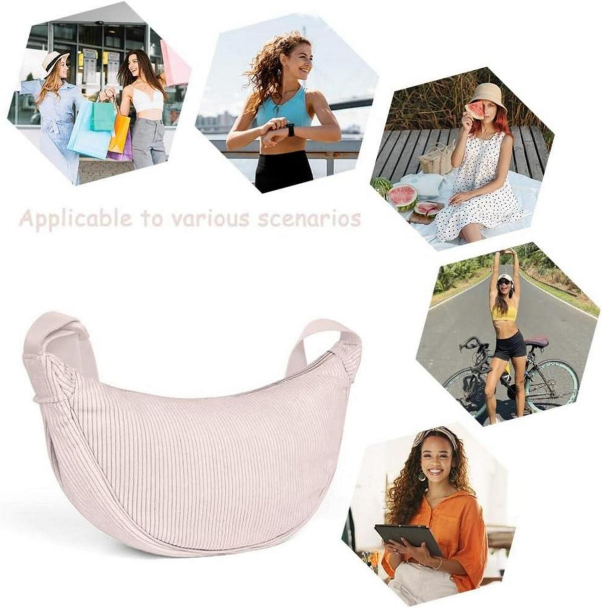 Aucuu Damen Halbmond Crossbody Schultertasche Verstellbarer Gurt Reisen
