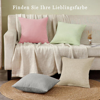 2er Set Kissenbezüge 80x80 cm Hell Taupe Gewaschene Baumwolle